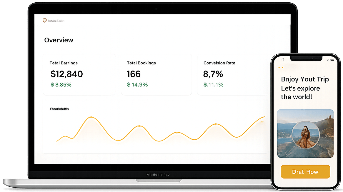 ToursXplorer partner dashboard on laptop and mobile